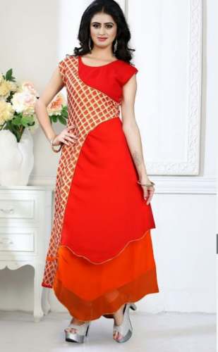 Red Angarkha Style Kurti by Manbhavan fashion