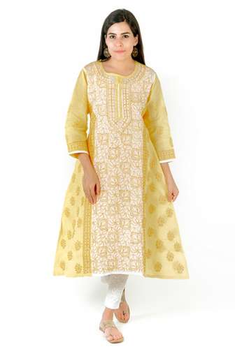 Designer Anarkali Chikan Kurti by Seva Chikan