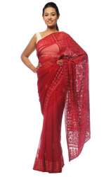 Party wear Red Chikankari saree
