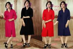 Multiple  color Rayon Straight Plain Kurtis 