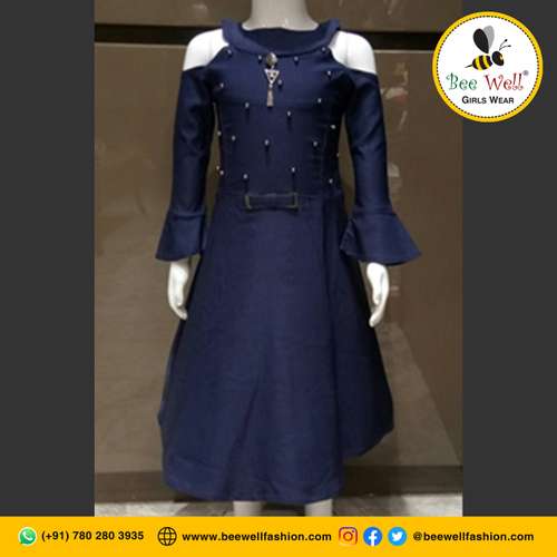 Multicolor Girls Designer Midi Dress