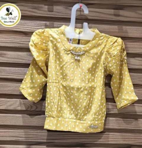 Yellow Polka Dot Kids Girls Top by Princess Apparels