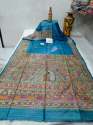 Hand Painted Tusser Ghicha Silk Saree thumb 1