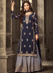 Blue Georgette Embroidery Work Suit