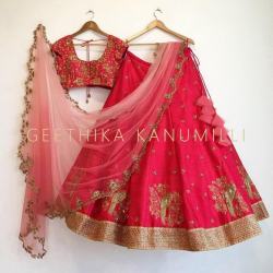 Bollywood Red sparrow embroidery lehenga choli