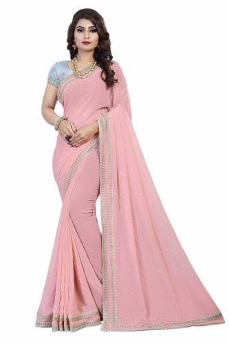 DESIGNER PINK LESS WORK SAREE