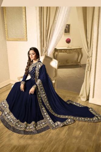 Faux Georgette Blue Color Anarkali Suit