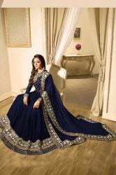 Faux Georgette Blue Color Anarkali Suit