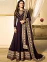 Faux Georgette Brown Color Anarkali Suit