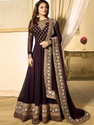 Faux Georgette Brown Color Anarkali Suit