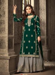 Green Heavy Georgette Embroidery 