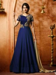 Jennifer Winget Blue Party Wear Embroidered suit