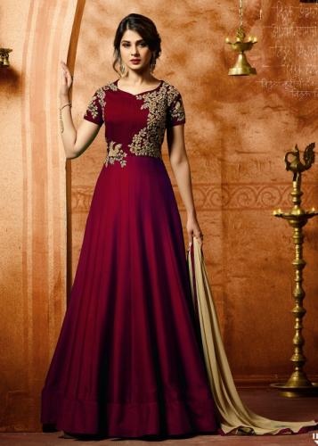 Jennifer Winget Maroon Party Wear suit