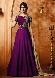 Purple Party Wear Embroidered Anarkali Suit 
