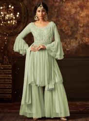 Light Green Georgette Embroidery Sharara Suit