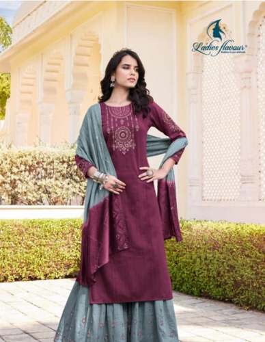 Kurti Palazzo Dupatta Set At Wholesale Rate by Sanganeri art