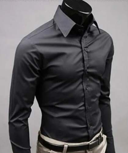 Party Wear Black Plain Shirt for Mens by Parekh Enterprise