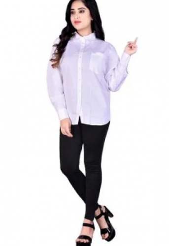 Plain White Formal Shirt for Ladies by Parekh Enterprise