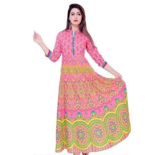 Ladies Long Printed Kurti by Shubham Creation