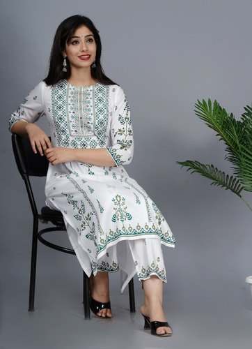 Shubham Creation Rayon Kurti Plazoz Set by Shubham Creation