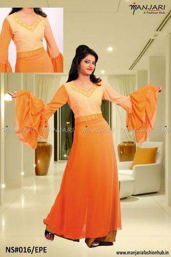 A Line Georgette Kurti With Embroidery