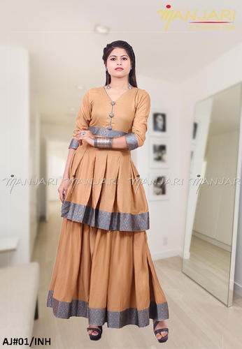 Beige Kurti with Brocade Border