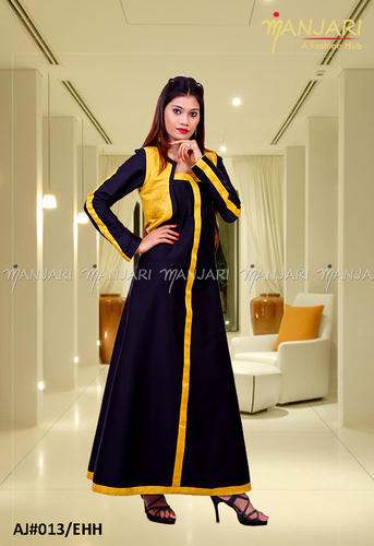 Black And Yellow Long Kurti With Koti
