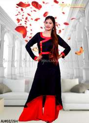 Black Kurti With Red Design