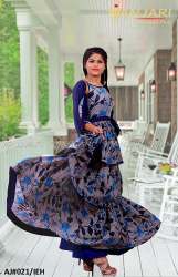 Blue Printed Rayon Frock Kurti