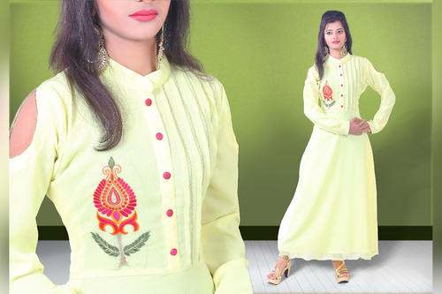 CUT style Georgette Kurti With Embroidery