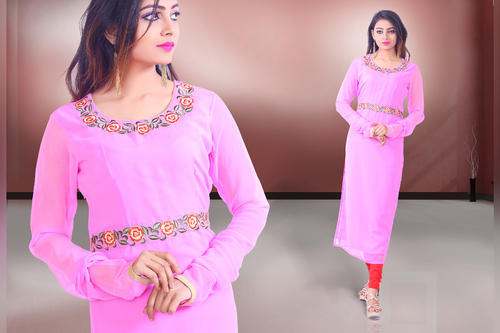 Georgette Kurti With Neck pattern