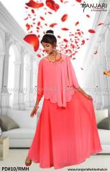 Pink Shaded Designer Dress With Poncho