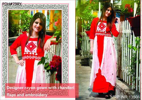 Rayon Gown With Embroidery