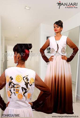 Shaded Georgette Designer Kurti With Koti
