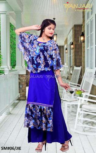 Silk And Georgette Cape Design Kurti