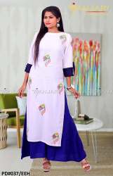 White Kurti With Shankh Design Embroidery