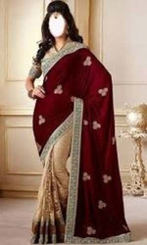 Party Wear Velvet Half Embroidered Saree by Sony Saree