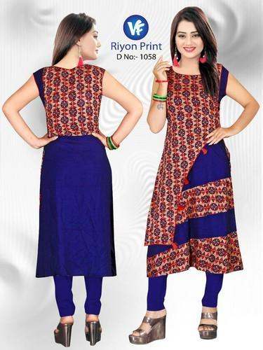 Rayon Printed Kurti by Vishva Fashion