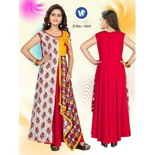 Sleeveless Front Slit Casual Kurti