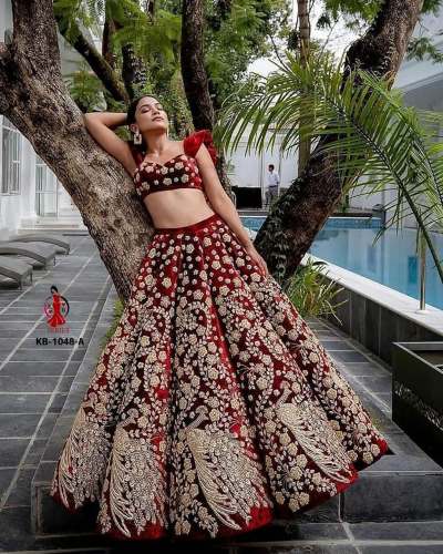 9000 Velvet Designer Embroidered Lehenga KB 1048