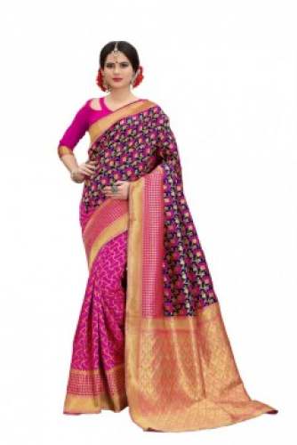 BANARASI JALL FLOWER GREENRED 