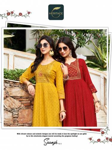 Catalogue:- SAANJH VOL-2 Rayon Kurti