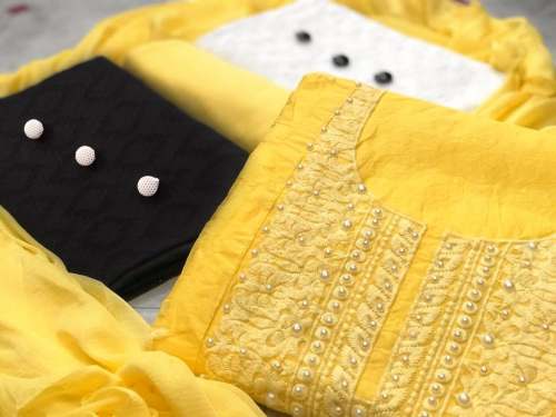 Cotton and Jacquard Dress Material