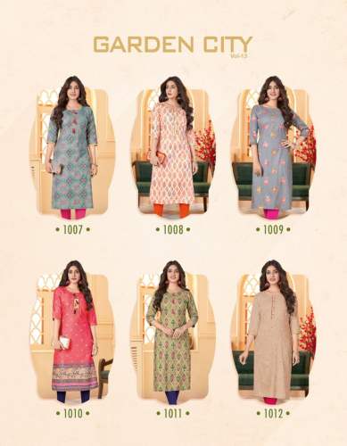 DIYA TRENDS FOIL PRINTED KURTI GARDENCITY Vol-13