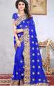 Heavy Georgette Embroidered Saree thumb 1