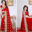 Heavy Georgette Embroidered Saree thumb 4