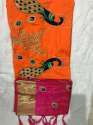 Mayura Print Embroidery Silk Saree thumb 7