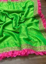 Pure Moss Thousand Butti Silk Sareee