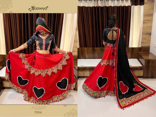 RAJWADI VOL -8 Red and Black Lehenga Choli for Navratri  by Surati fabric