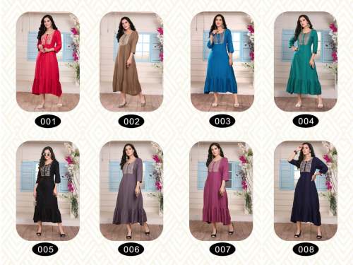 RAYON GHERA WITH WORK KURTI BY CANDID KURTI